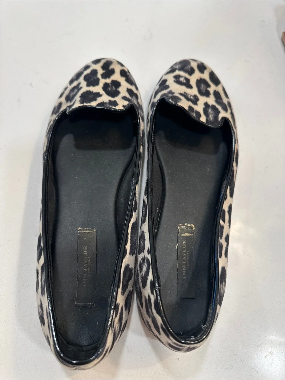 Black and Cream Leopard Print Pointed Flats